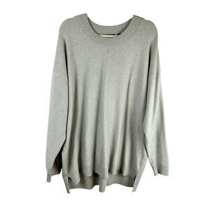 Cyrus Long Sleeve Sweater Women Plus 3X Gray Crew Neck High Low Hem Cozy Soft